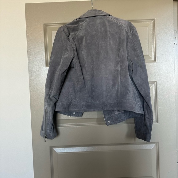 Blank NYC Crop Suede Moto Grey Jacket - Women's Large - Picture 2 of 4